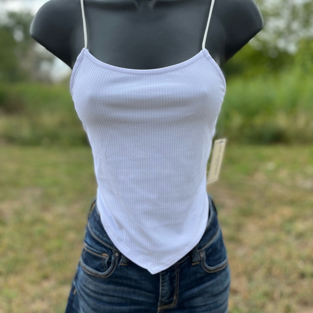 NWOT. Size L No Comment white spaghetti strap top.